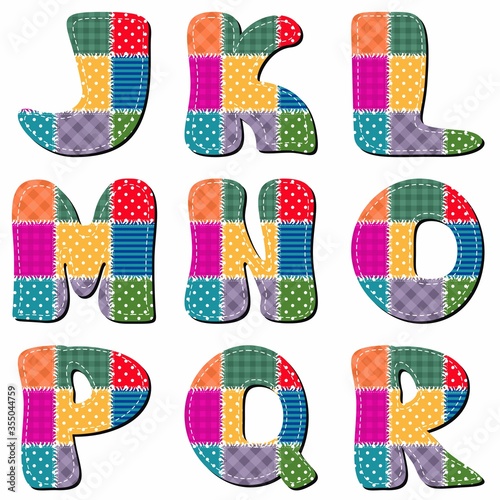 patchwork scrapbook alphabet on white background 