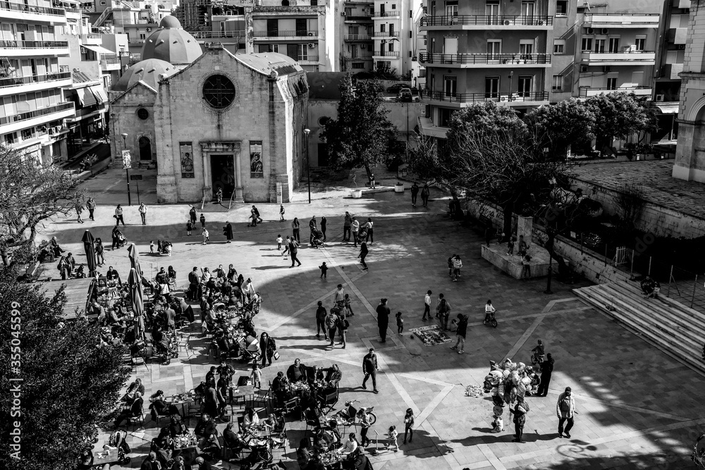 People pass by the Aikaterini square Heraklion Crete, Greece, Sunday, Feb. 2, 2020. (Photo/Michael Varaklas)
