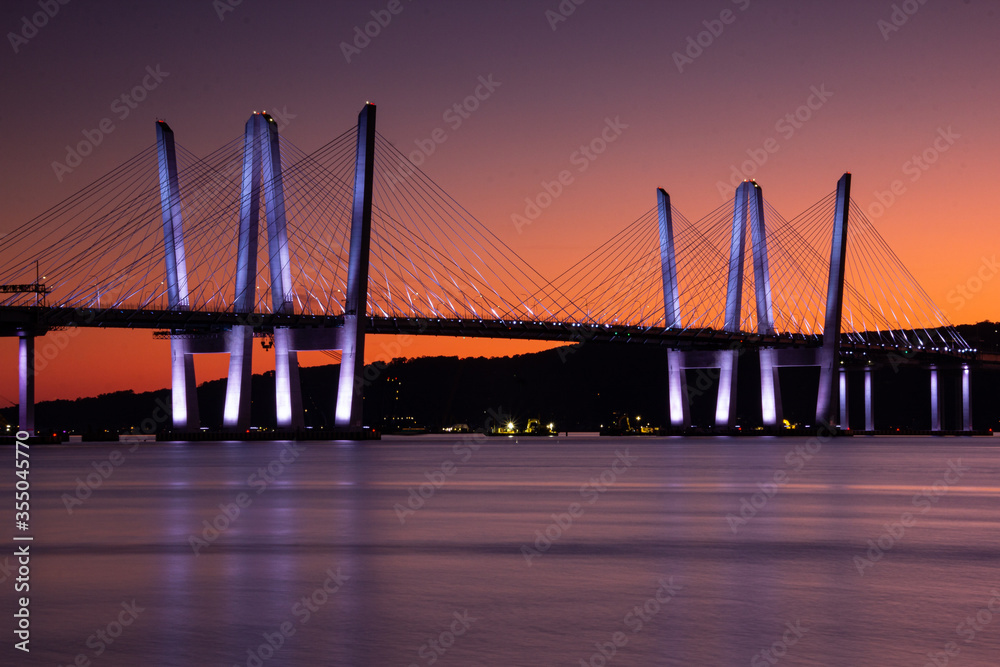 Tarrytown, NY / United States - Sept. 19, 2019: A sunset view of the Tappan Zee Bridge