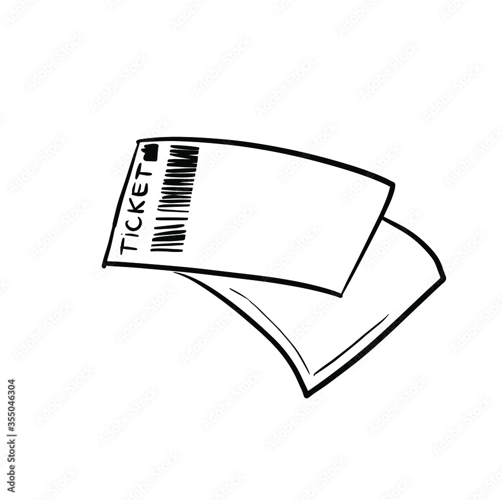 Train ticket hand drawn outline doodle icon. Train boarding pass ...