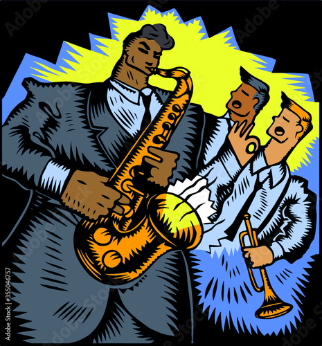 Classic Jazz Three Players Illustration