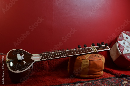 Sitar string instrument popular in Indian traditional music