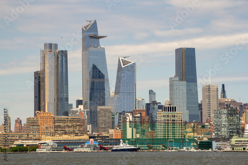 New York, NY / United States - May 25, 2019: closeup landscape view of the Hudson Yards Development seen from the Hudson River. photo