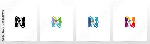 Cube With Nodes On Letter Logo Design N