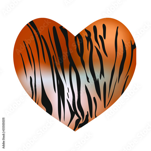 Tiger heart vector illustration. Animal love