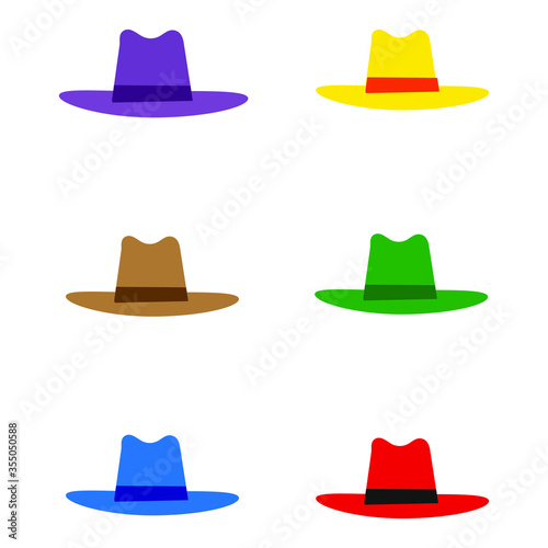 Cowboy cartoon hats. Summer stickers 