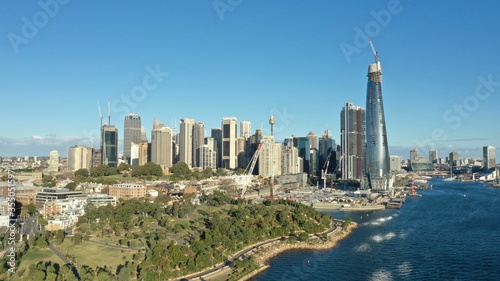 Drone photograph collection of Sydney's CBD and surrounds taken from over the harbour.