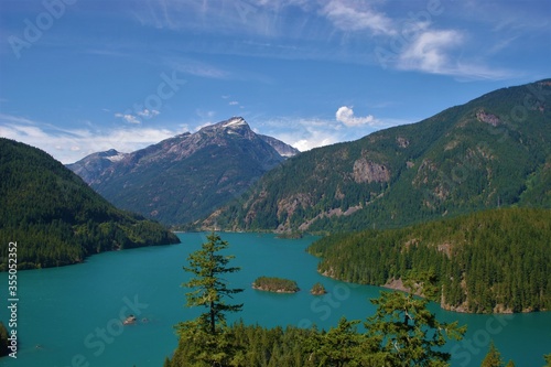 View of Blue Lake in the Northern Cascades National Park in Washington