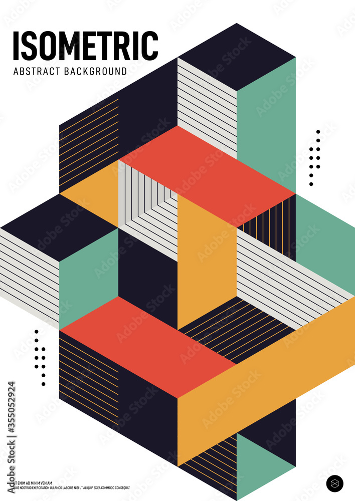 Fototapeta premium Abstract isometric geometric shape layout design template poster background modern art style