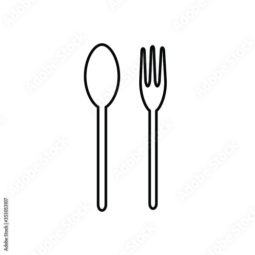 vector illustration spoon and fork kitchen equipment image vector icon flat logo. Outline icon isolated on white background.