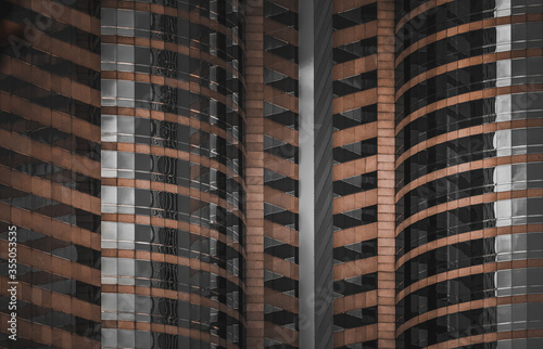 Hong Kong Business Building Closed up; Black and Golden color