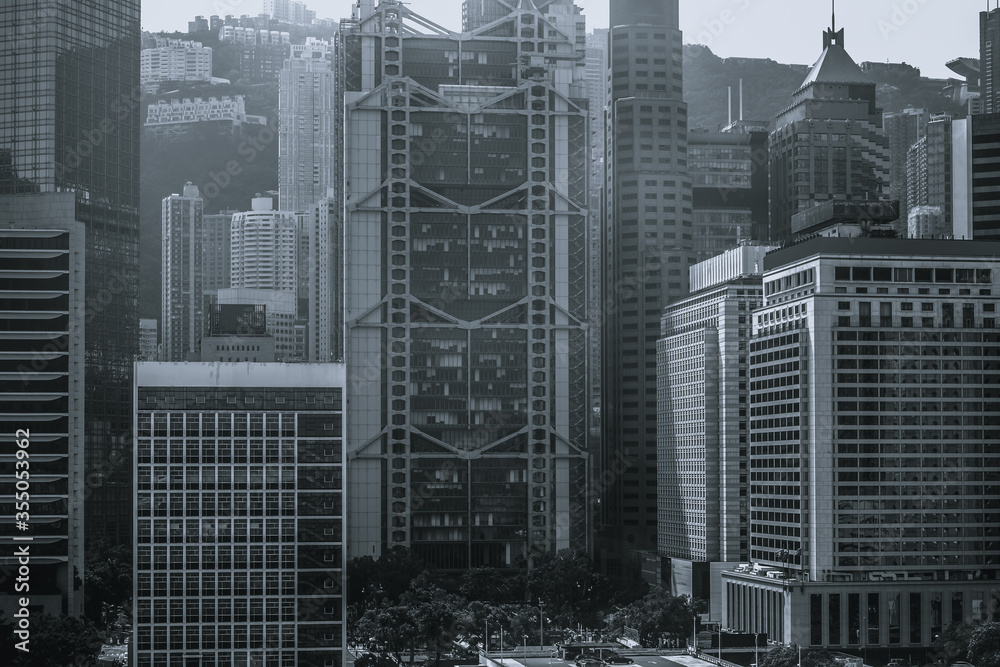 Hong Kong Modern Architecture Closed up; Black and White color