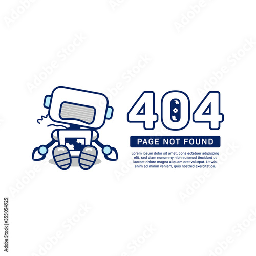 404 page not found vector broken robot illustration for unavailable page website design