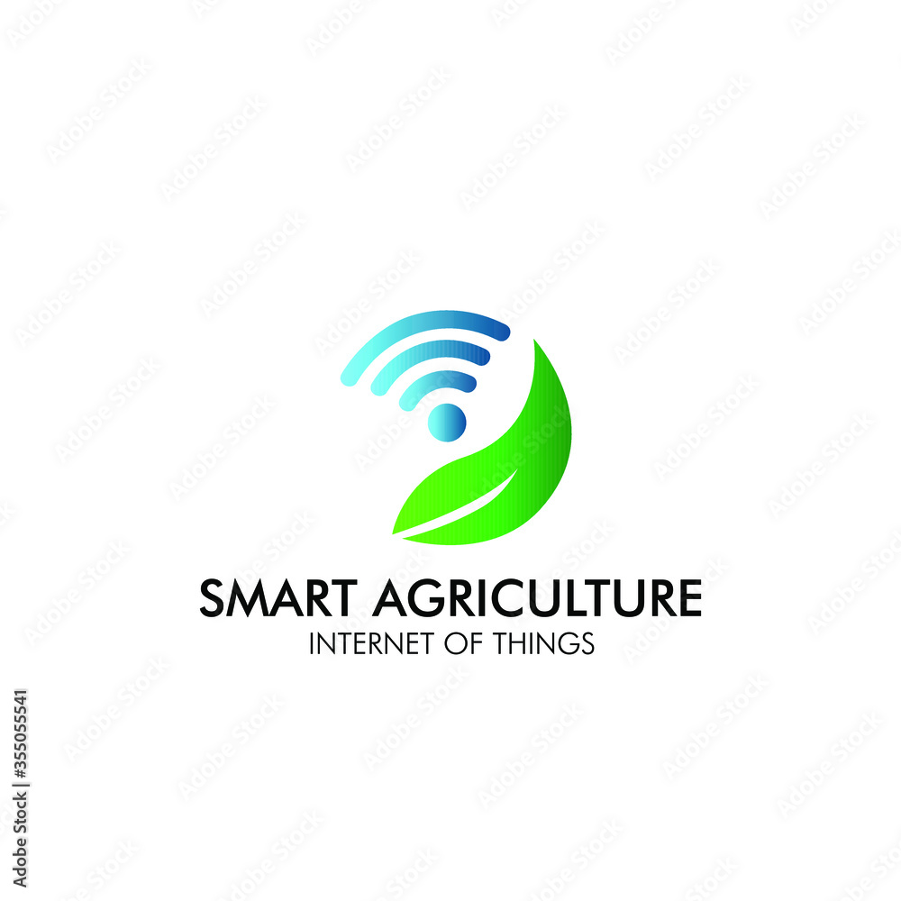smart agriculture logo icon for startup farming company with internet of things database technology