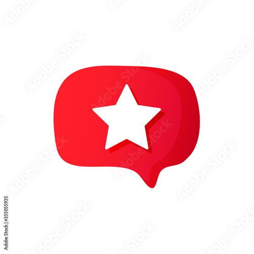 Red speech bubble with white star symbol.