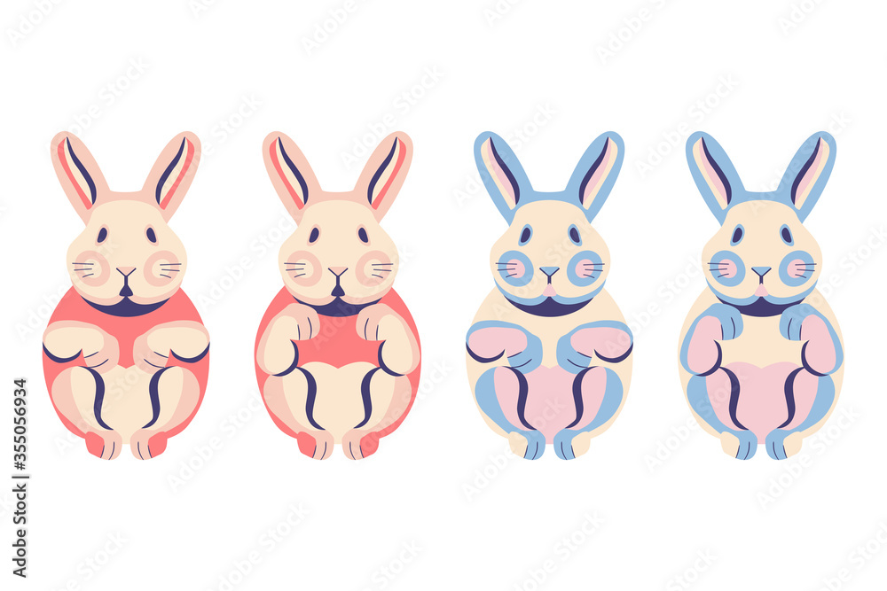 Сute flat bunny rabbit Vector stock illustration easter for animation and festive Сute flat bunny rabbit Vector stock illustration easter for animation and festive