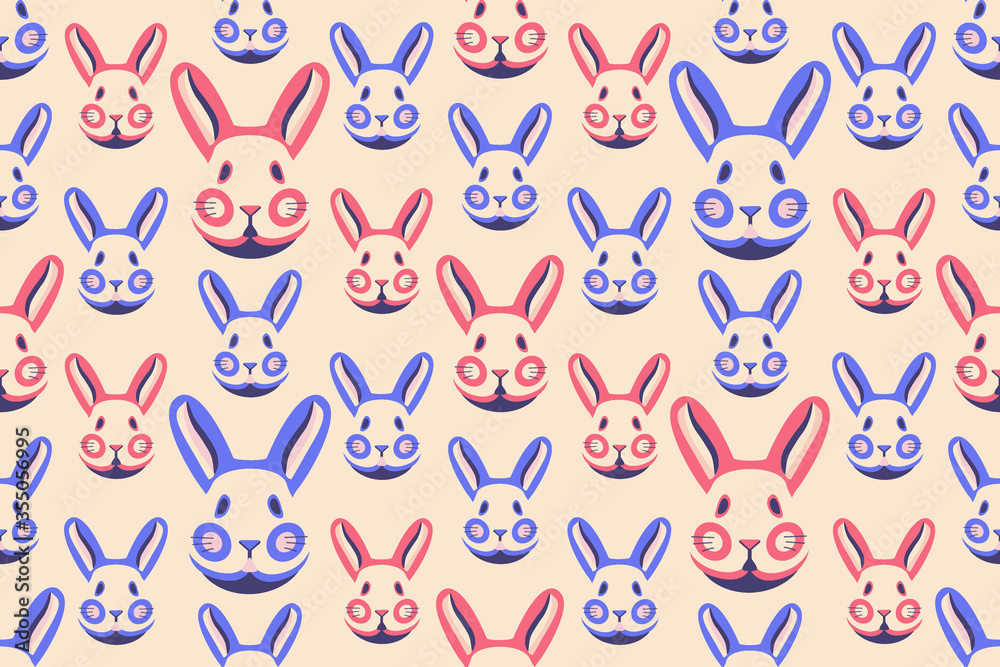 Seamless pattern with cute rabbits and bunnies. Seamless pattern with cute rabbits and bunnies.
