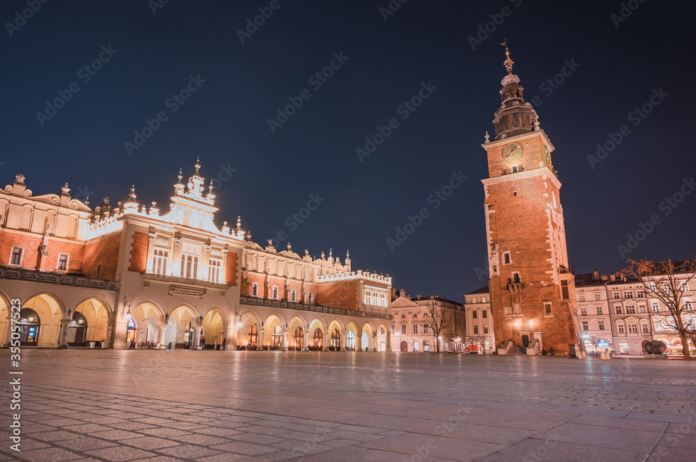 Market square in the main square in the old town of Krakow, Poland