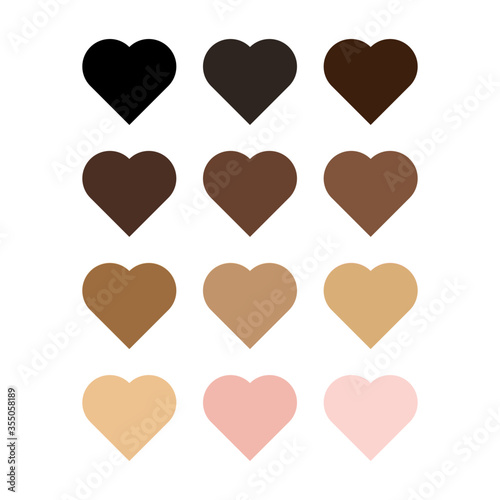 Heart icon with racial colors. Vector Illustration