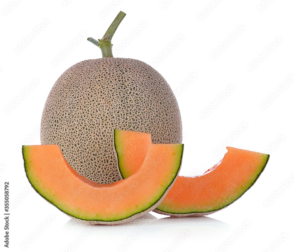 cantaloupe melon on white background cantaloupe melon on white background