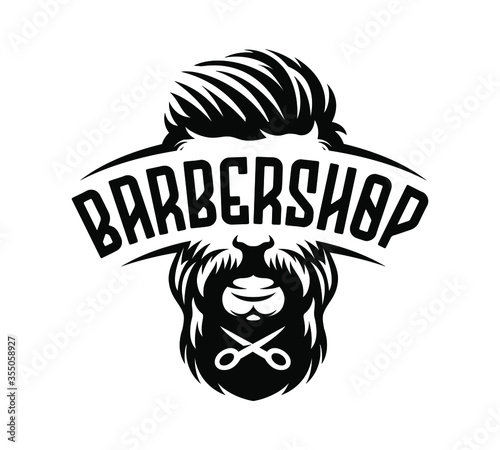 Barbershop label vintage illustration
