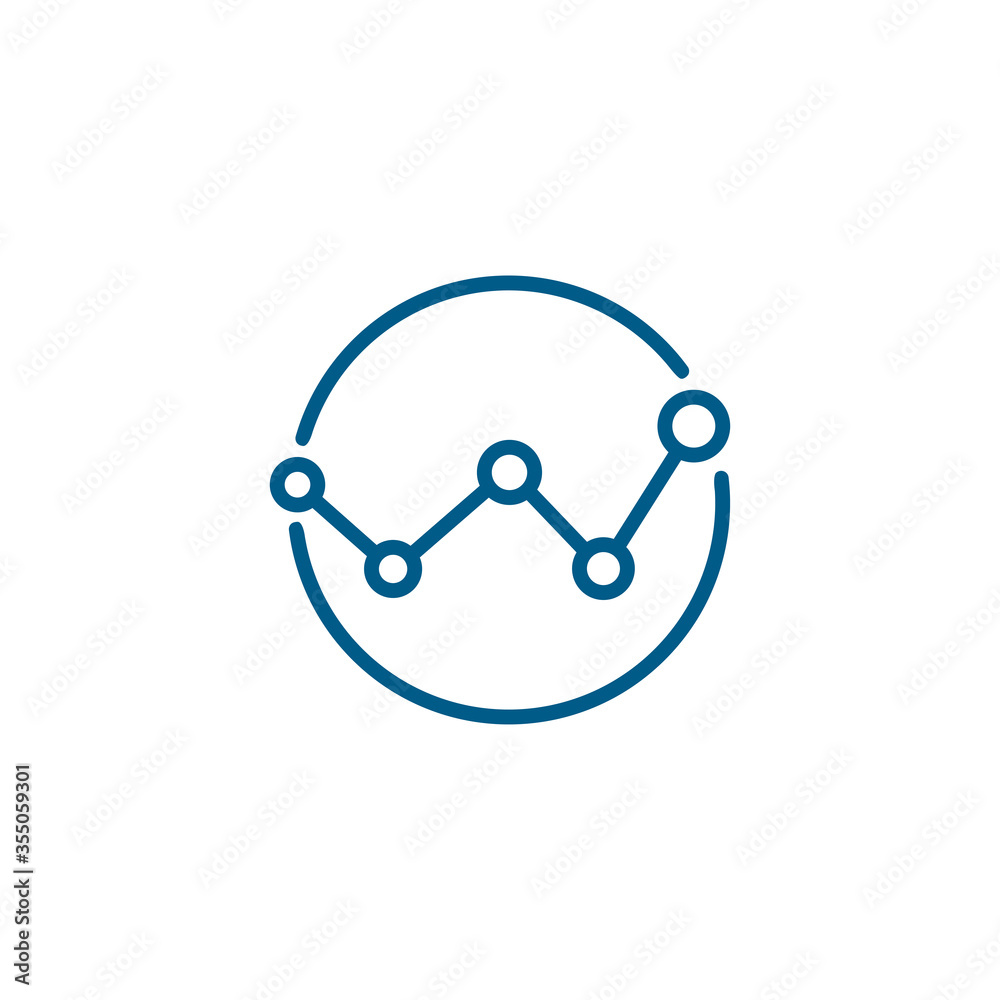 Analytics Line Blue Icon On White Background. Blue Flat Style Vector Illustration Analytics Line Blue Icon On White Background. Blue Flat Style Vector Illustration