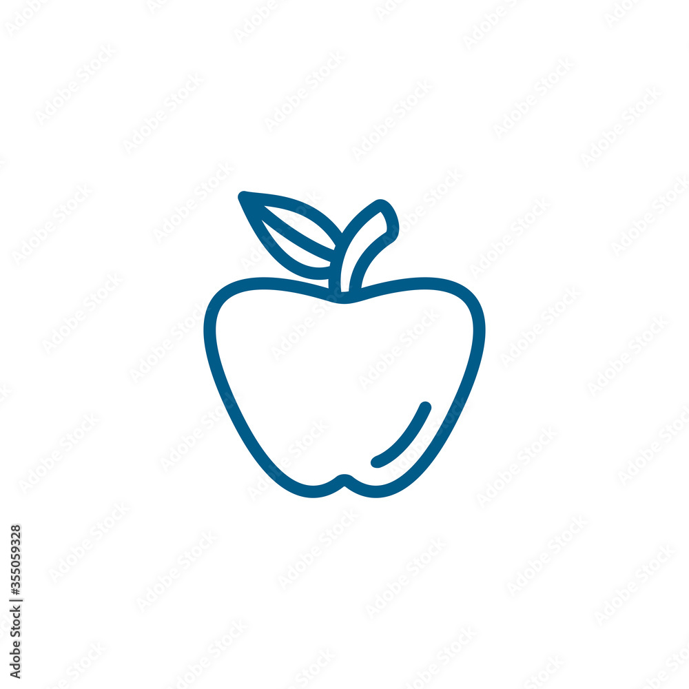 Apple Line Blue Icon On White Background. Blue Flat Style Vector Illustration Apple Line Blue Icon On White Background. Blue Flat Style Vector Illustration