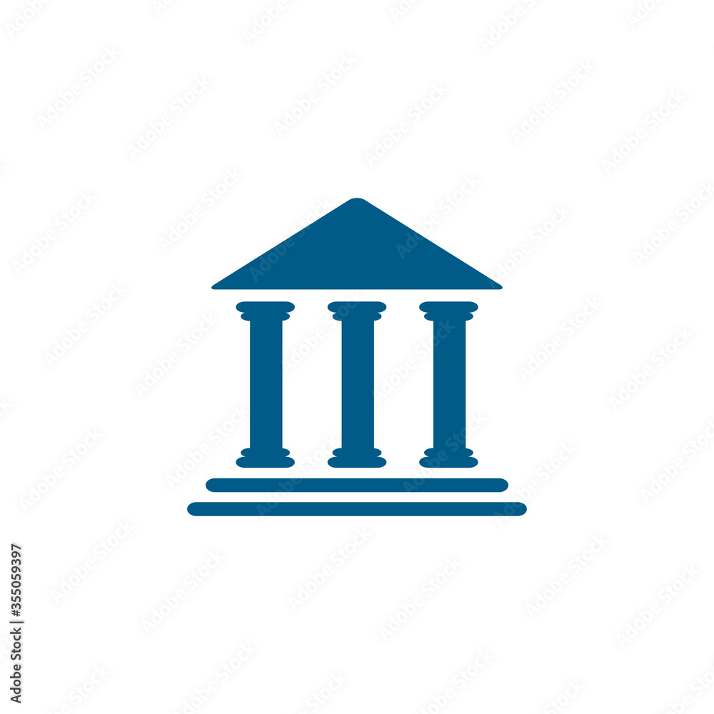 Bank Blue Icon On White Background. Blue Flat Style Vector Illustration