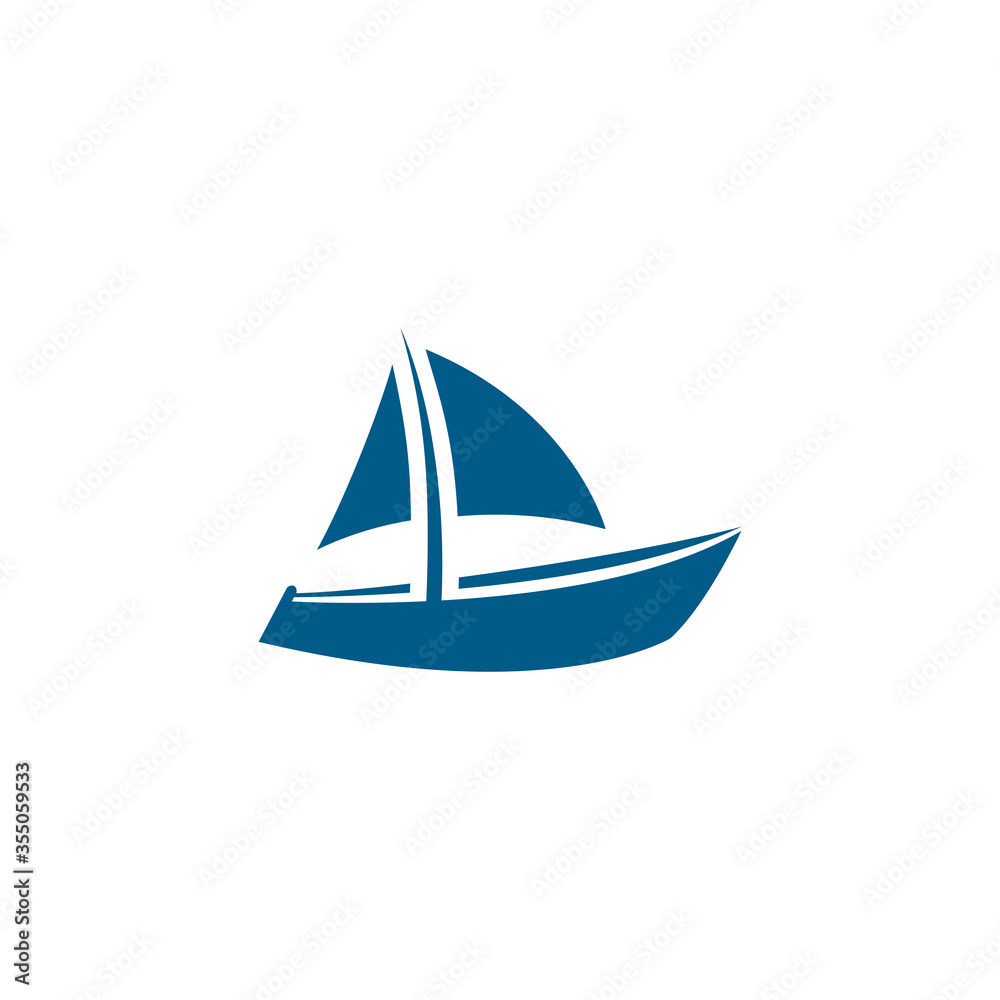 Boat Red Icon On White Background. Red Flat Style Vector Illustration