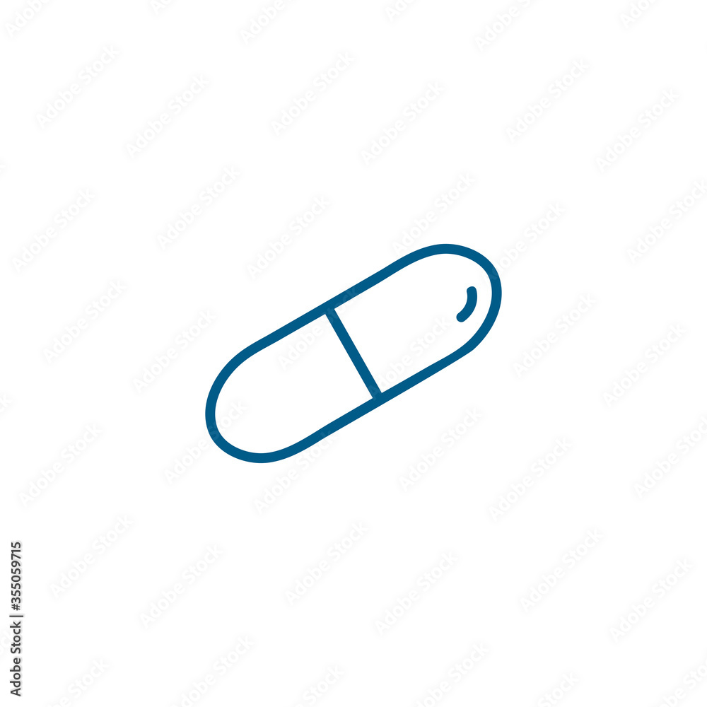 Capsule Line Blue Icon On White Background. Blue Flat Style Vector Illustration Capsule Line Blue Icon On White Background. Blue Flat Style Vector Illustration