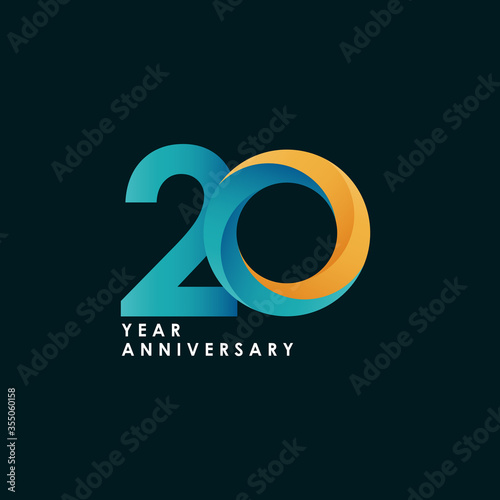 20 Years Anniversary Celebration Full Color Vector Template Design Illustration
