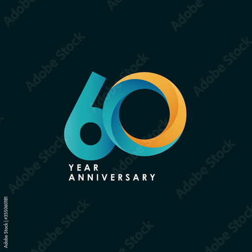 60 Years Anniversary Celebration Full Color Vector Template Design Illustration