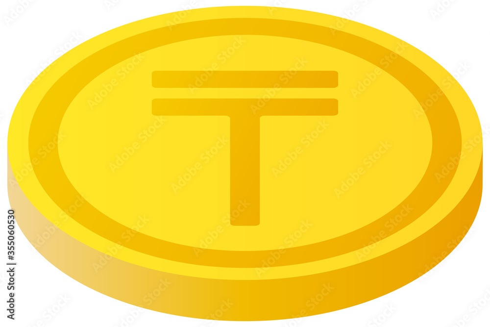 The Tenge currency symbol coin The Tenge currency symbol coin