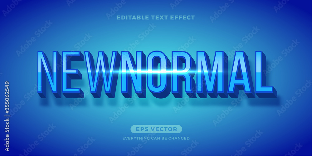 Modern Blue New Normal editable text effect vector
