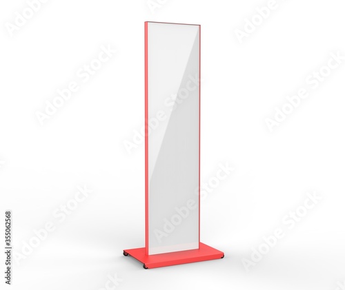 Blank Double sided outdoor advertising metallic back lit Poster stand Mock up. Curved  LED B Totem Poster Light Box. 3d render illustration. photo