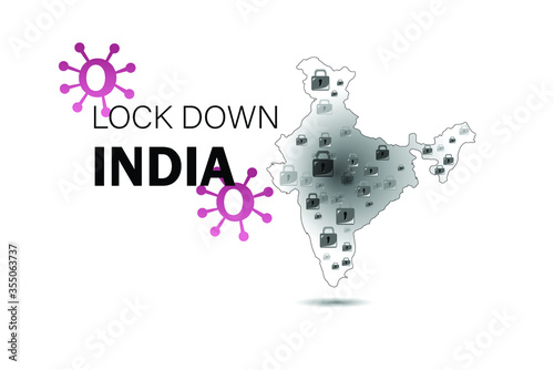 Vector of lock down in India because of coronavirus or covid-19. graphic design logo or symbol.