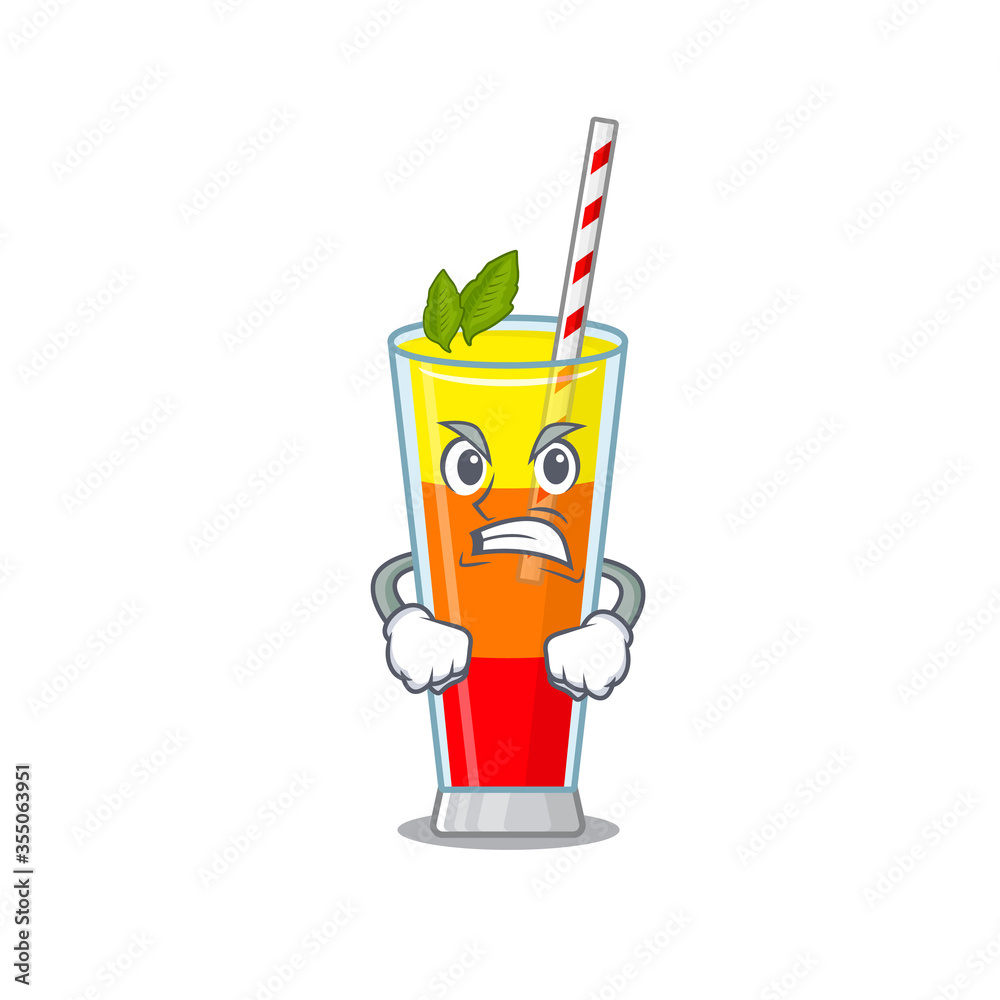 A cartoon picture of tequila sunrise cocktail showing an angry face A cartoon picture of tequila sunrise cocktail showing an angry face