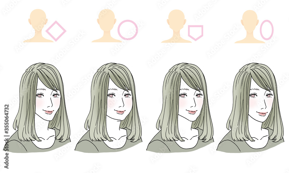 顔型別ヘアスタイルイラスト 顔型別ヘアスタイルイラスト
