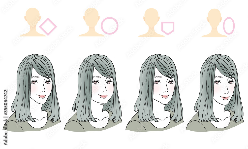 顔型別ヘアスタイルイラスト 顔型別ヘアスタイルイラスト