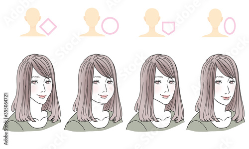 顔型別ヘアスタイルイラスト