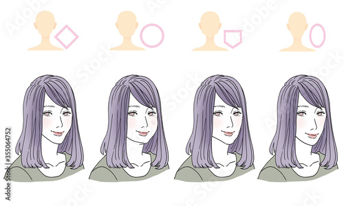 顔型別ヘアスタイルイラスト