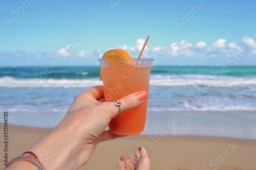 Enjoying a cocktail on the beach!
