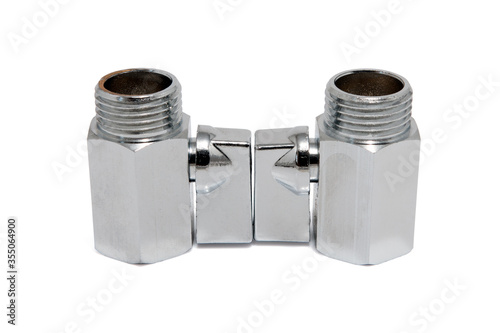 Plumbing straight pipe valves isolated on white background. Clipping path photo