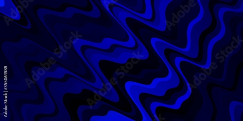 Dark BLUE vector backdrop with curves. Colorful illustration in circular style with lines. Pattern for websites, landing pages.