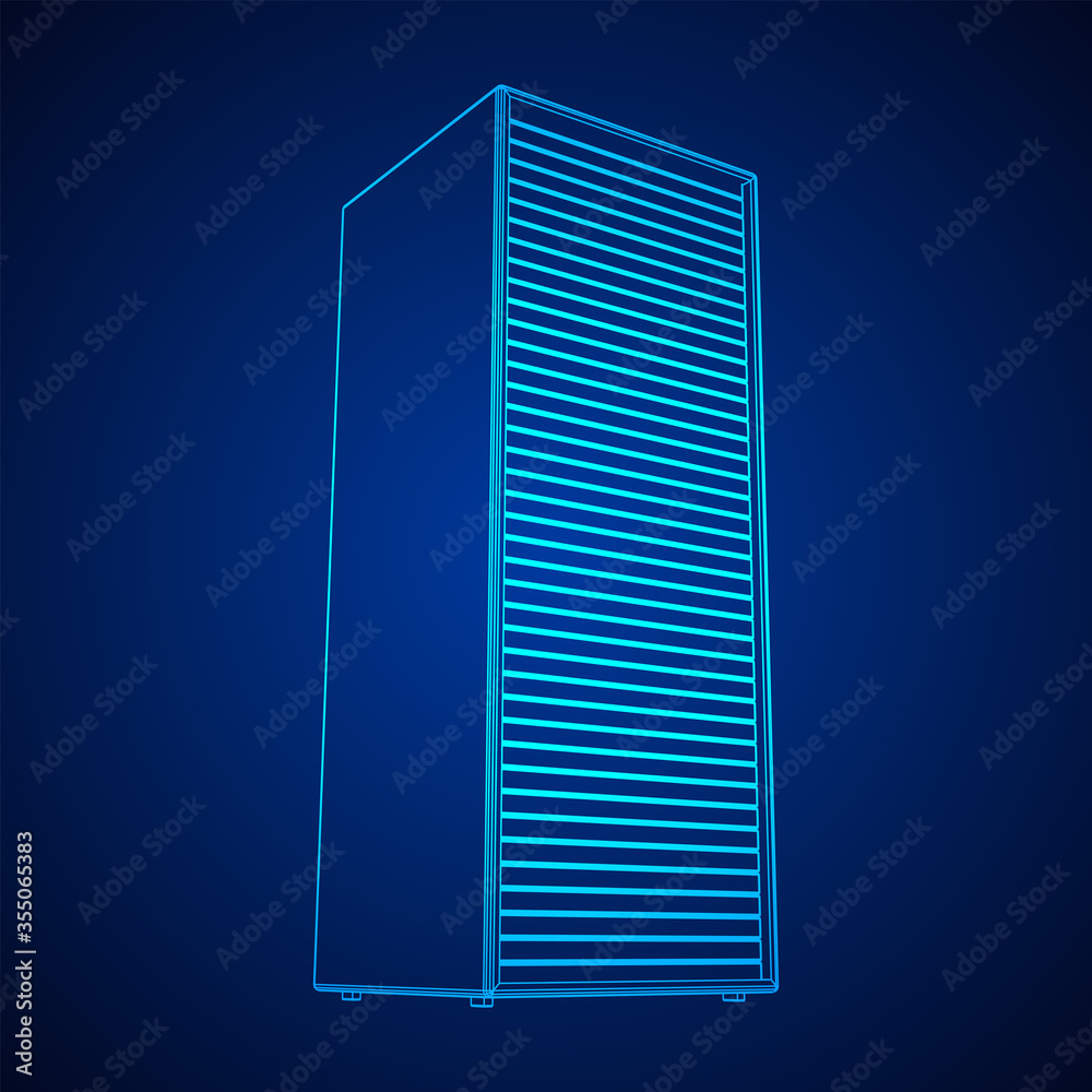 Data center storage room object. Hardware equipment telecommunication server. Computer database tower. Internet industry cluster. Wireframe low poly mesh 3d render illustration Data center storage room object. Hardware equipment telecommunication server. Computer database tower. Internet industry cluster. Wireframe low poly mesh 3d render illustration