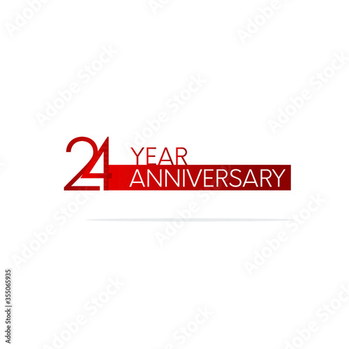 24 year anniversary, minimalist logo. jubilee, greeting card. Birthday invitation. year sign. Red space vector illustration on white background - Vector
