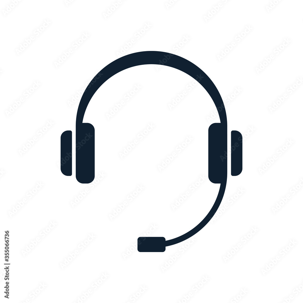 Headphones flat icon with microphone Headphones flat icon with microphone