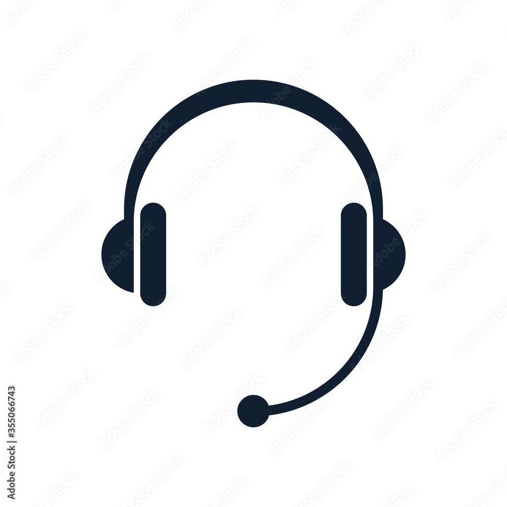Headphones minimal icon with microphone Headphones minimal icon with microphone