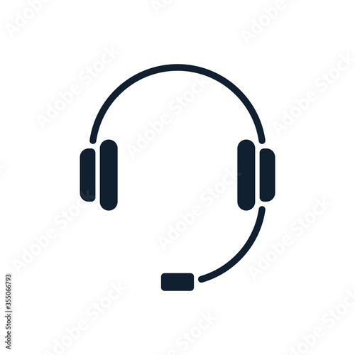Headphones minimal icon with microphone