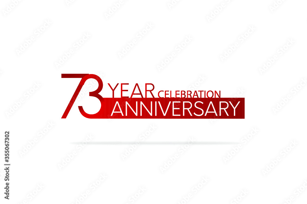 73 year anniversary, minimalist logo. jubilee, greeting card. Birthday invitation. year sign. Red space vector illustration on white background - Vector 73 year anniversary, minimalist logo. jubilee, greeting card. Birthday invitation. year sign. Red space vector illustration on white background - Vector